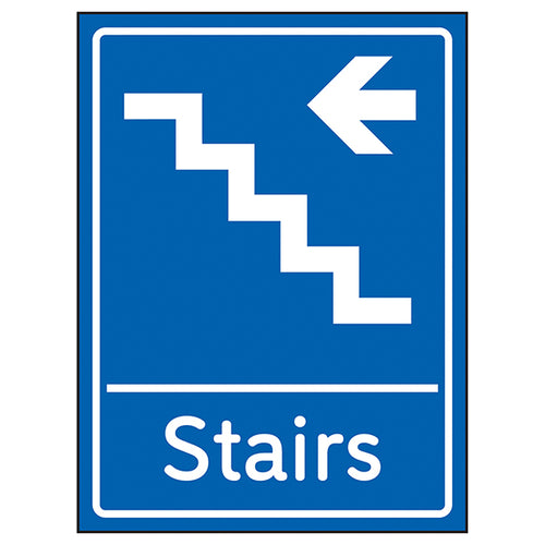 Stairs Arrow Left Safety Sign For Visitors Directional
