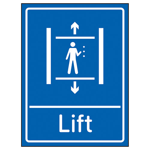 Lift Blue Safety Sign Clear Wayfinding For Facilities