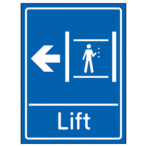 Lift Arrow Left Blue Safety Sign Clear Direction For Guests