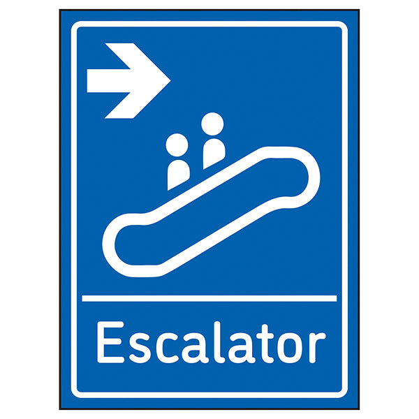 Escalator Arrow Right Safety Sign Clear Durable For Staff