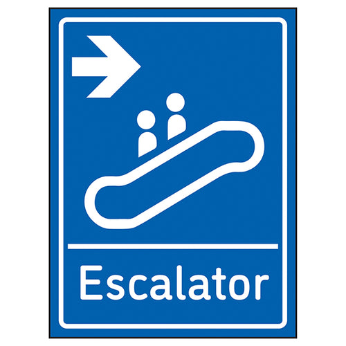 Escalator Arrow Right Safety Sign Clear Durable For Staff