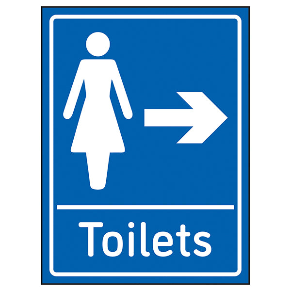 Womens Toilets Arrow Right Safety Sign Highly Visible