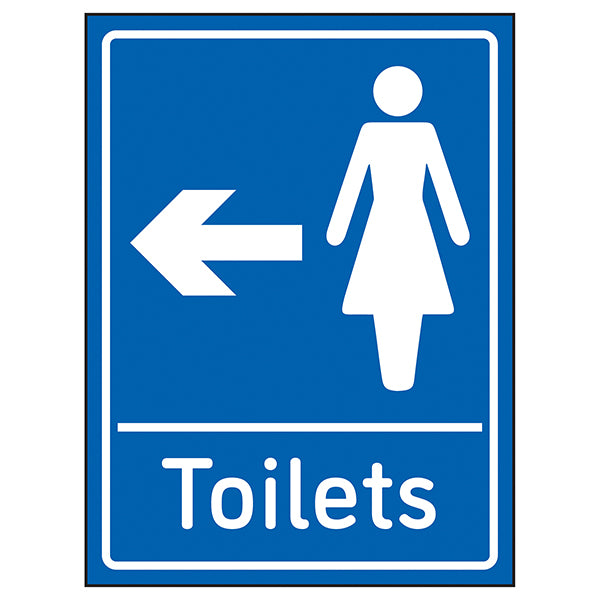 Women Toilets Arrow Left Blue Safety Sign For Staff