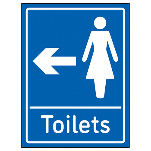 Women Toilets Arrow Left Blue Safety Sign For Staff