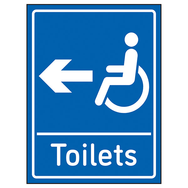 Disabled Toilets Arrow Left Blue Safety Sign For Facilities