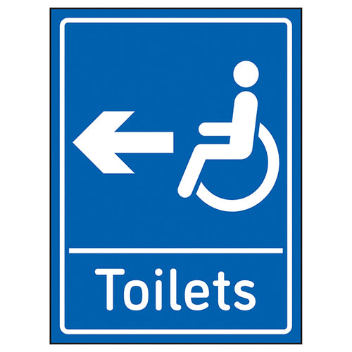 Disabled Toilets Arrow Left Blue Safety Sign For Facilities