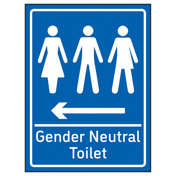Gender Neutral Toilet Arrow Left Blue Safety Sign Public