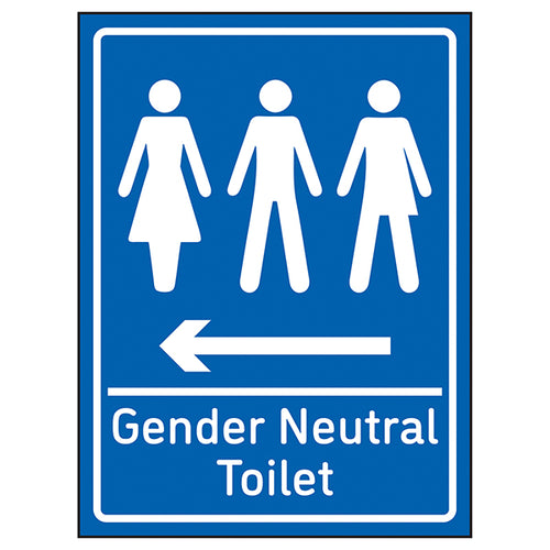 Gender Neutral Toilet Arrow Left Blue Safety Sign Public