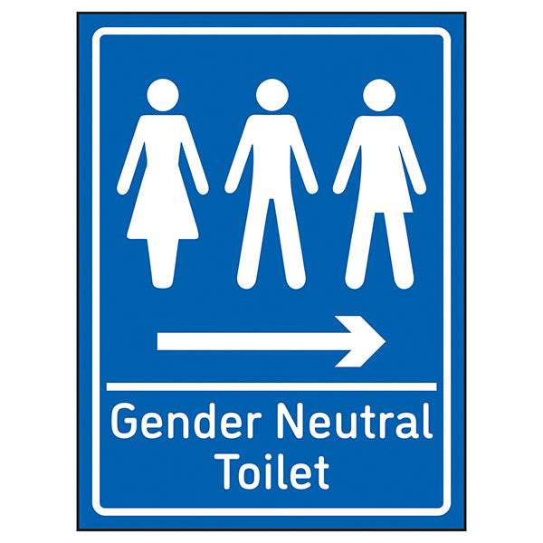 Gender Neutral Toilet Arrow Right Blue Safety Sign Facility