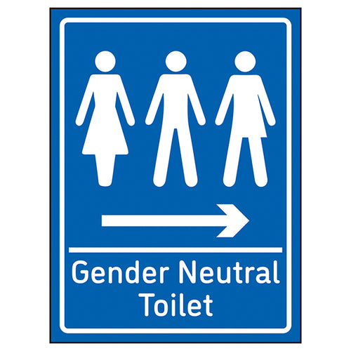 Gender Neutral Toilet Arrow Right Blue Safety Sign Facility