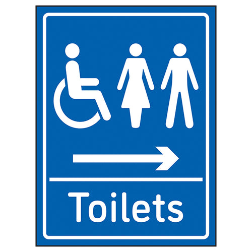 Mixed Toilets Arrow Right Safety Sign For Facilities