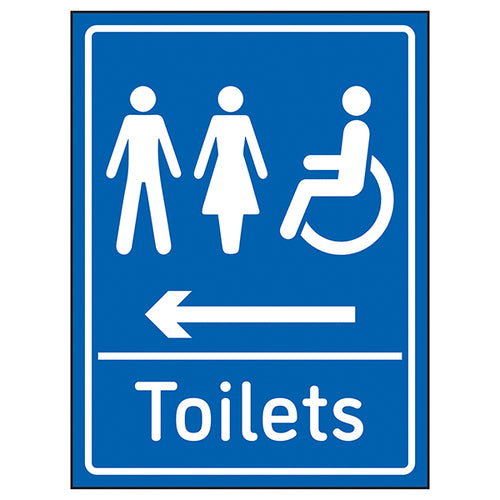Mixed Toilets Arrow Left Safety Sign Clear For Facilities