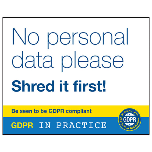 GDPR Sticker - No Personal Data Please Shred It First!