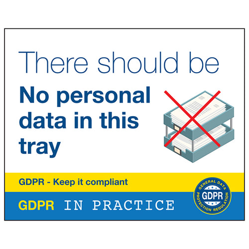 GDPR Sticker - No Personal Data In This Tray