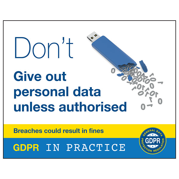 GDPR Sticker - Don't Give Out Personal Data Unless Authorised