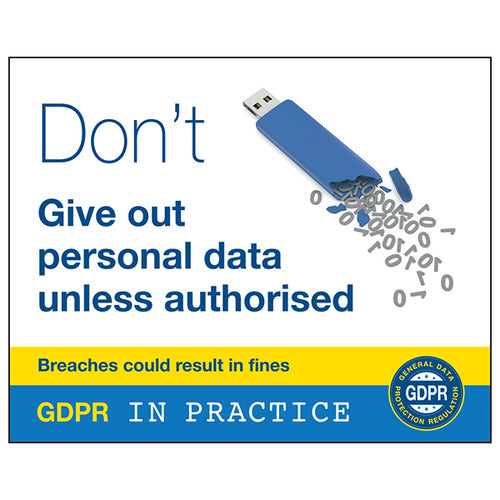 GDPR Sticker - Don't Give Out Personal Data Unless Authorised
