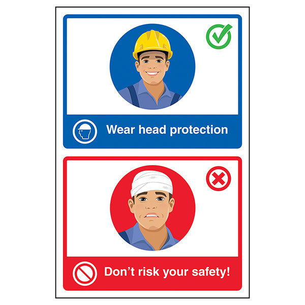 Head Protection Safety Sign Strong Visibility For Workers