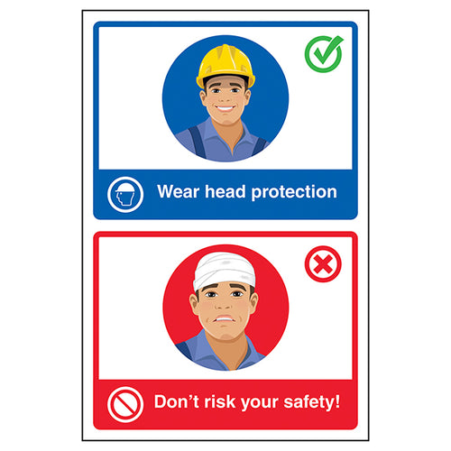 Head Protection Safety Sign Strong Visibility For Workers