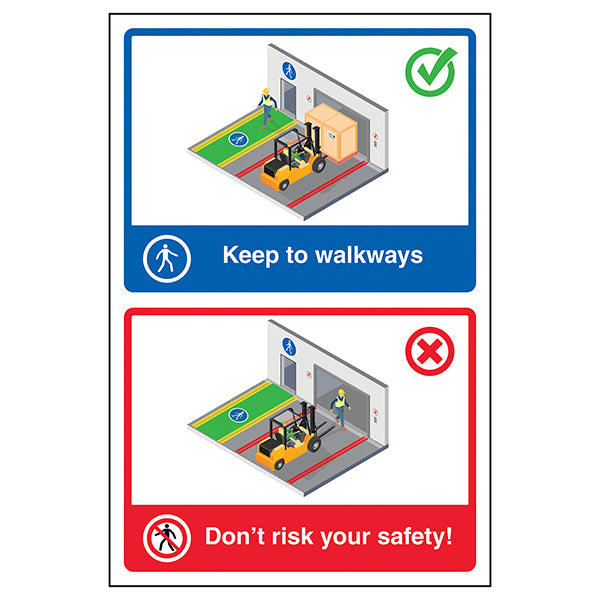 Keep To Walkways Safety Sign For Employees Clear Path