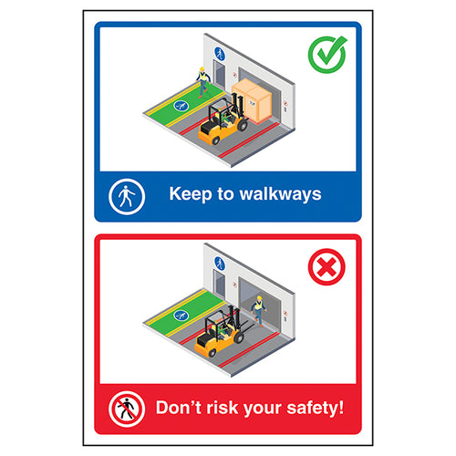 Keep To Walkways Safety Sign For Employees Clear Path