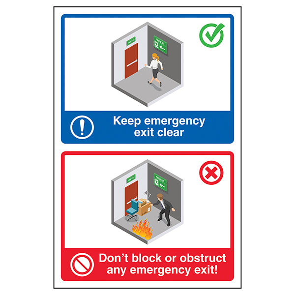Emergency Exit Safety Sign Keep Exit Clear For Workplaces