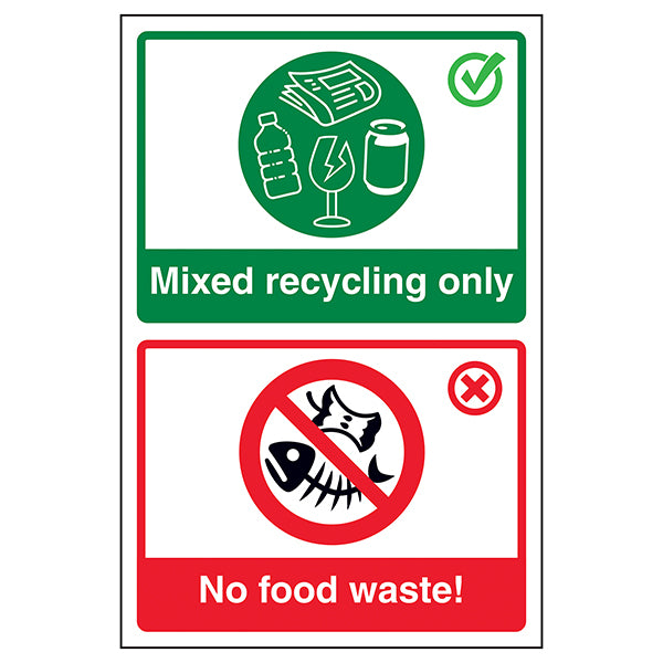 Clear Mixed Recycling Only Safety Sign For Busy Workplaces