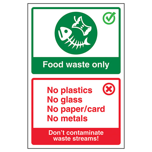 Food Waste Only Safety Sign Prevent Contamination For Staff