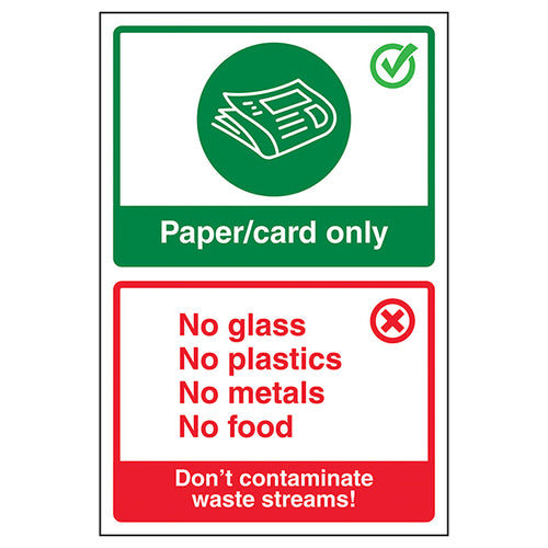 Paper Card Only Safety Sign Essential For Workplaces