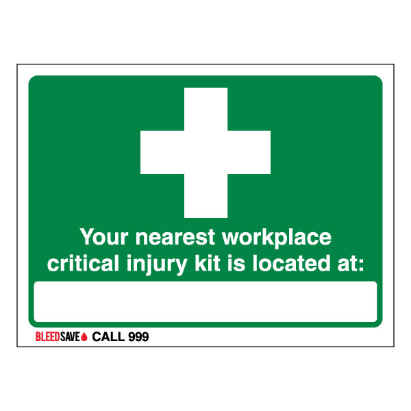 Workplace Critical Injury Kit Safety Sign For Employers