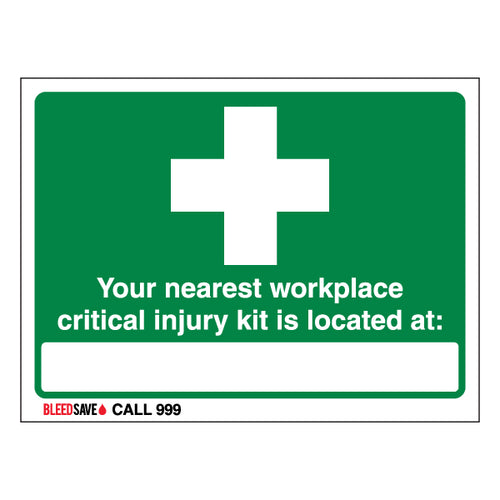 Workplace Critical Injury Kit Safety Sign For Employers