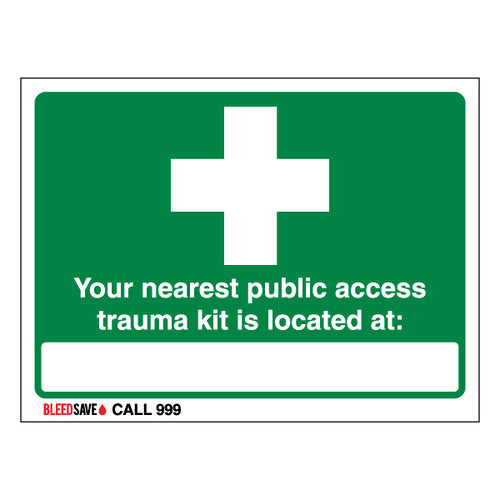 Nearest Trauma Kit Safety Sign Life Saving For Workplaces