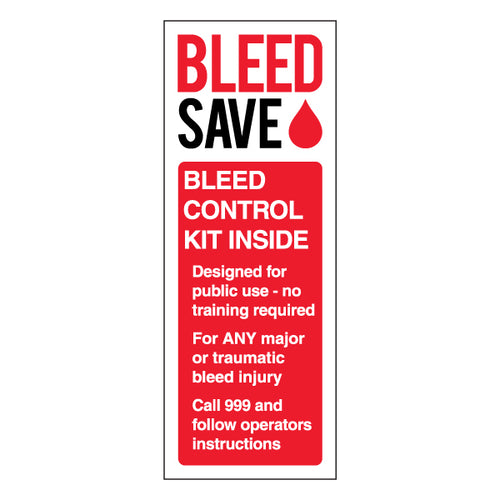 Bleed Control Kit Safety Sign Self Adhesive Sticker Staff