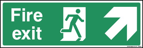 Fire Exit Sign Sticker Upper Right Safety Sign For Building