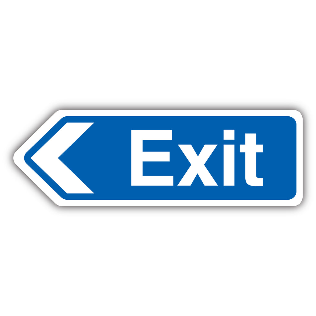 Exit Arrow Left Safety Sign High Visibility Car Park Attention