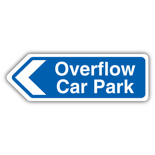 Overflow Car Park Arrow Left Safety Sign High Visibility