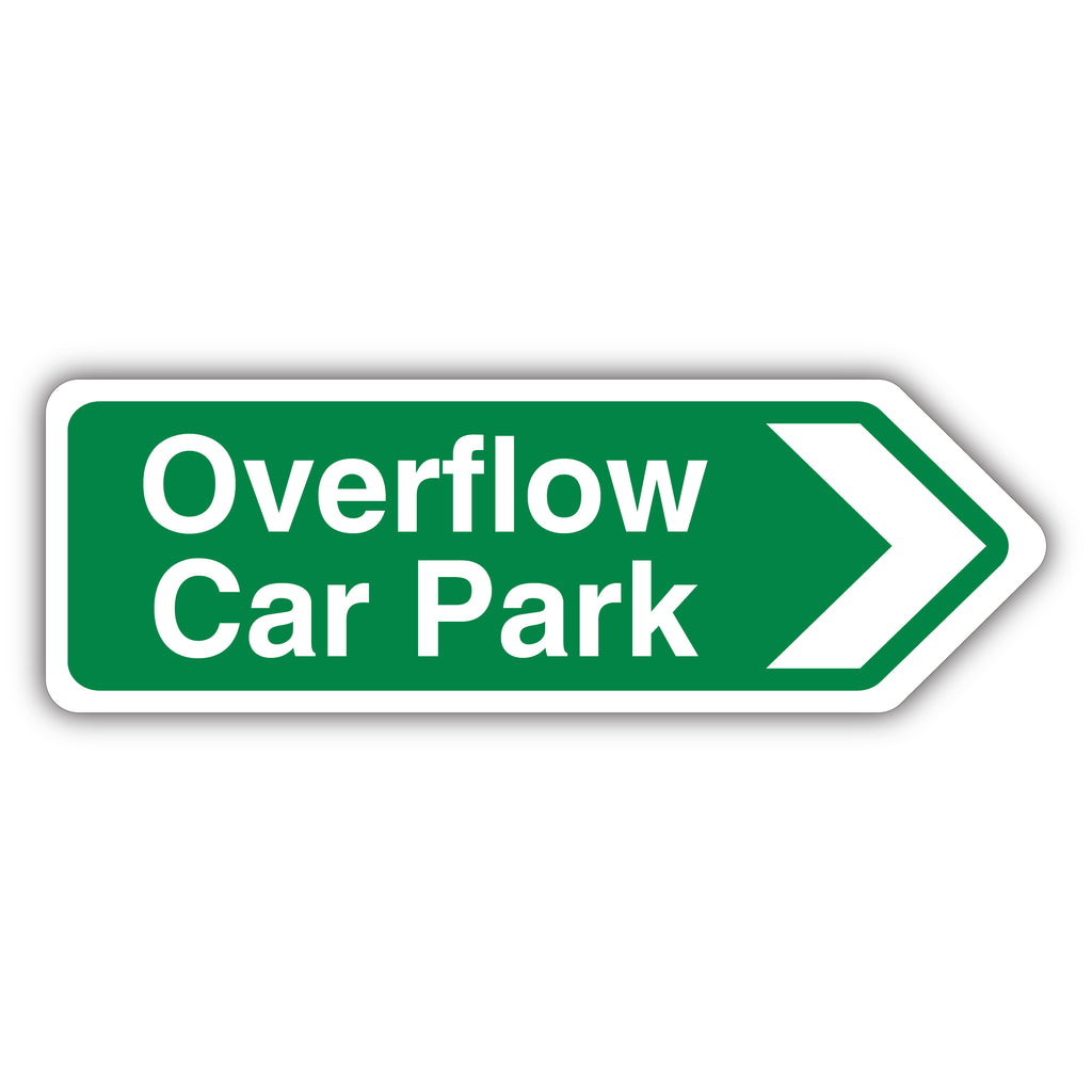 Overflow Car Park Arrow Right Green Safety Sign For Drivers