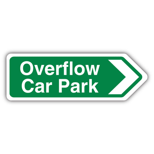 Overflow Car Park Arrow Right Green Safety Sign For Drivers