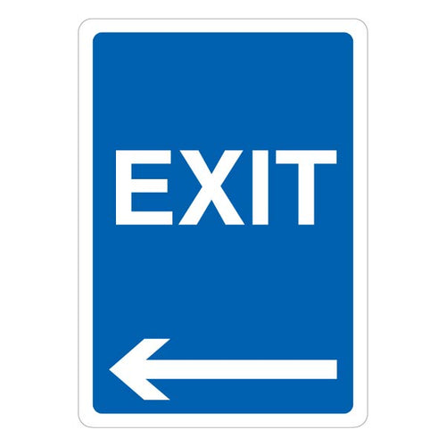 Exit Safety Sign Blue Arrow Left High Visibility Drivers