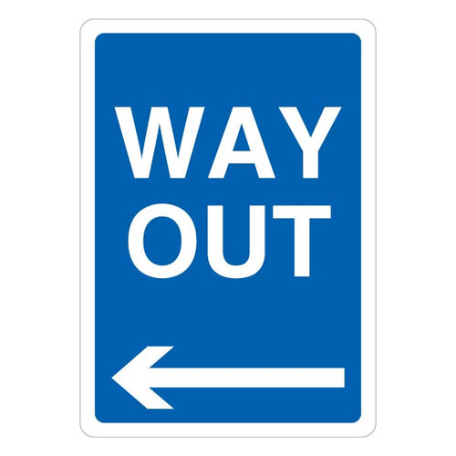 Way Out Arrow Left Safety Sign High Visibility For Car Park