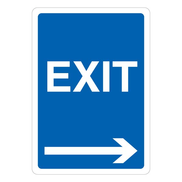 Exit Blue Arrow Right Safety Sign Clear Visible For Carpark