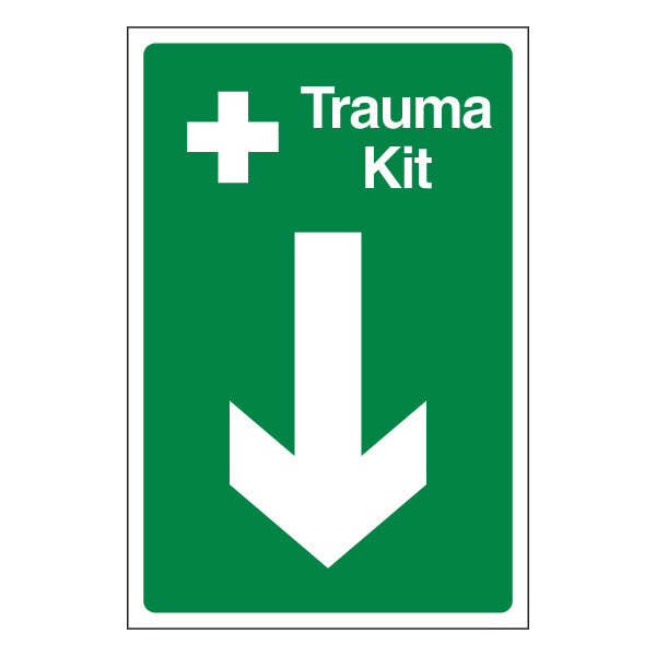 Trauma Kit Arrow Down Safety Sign Fast Locate For Workplace