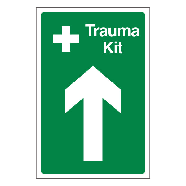 Trauma Kit Arrow Up Safety Sign Clear Locate Workplace