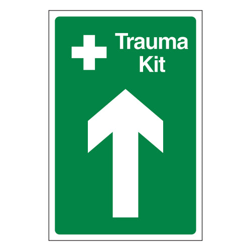 Trauma Kit Arrow Up Safety Sign Clear Locate Workplace