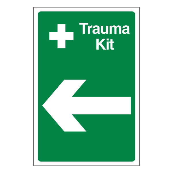 Trauma Kit Arrow Left Safety Sign For Workplace First Aid