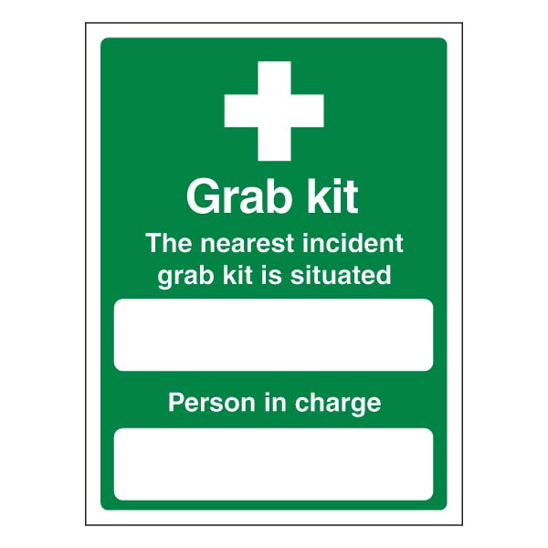 Nearest Incident Grab Kit Safety Sign For Schools Clear
