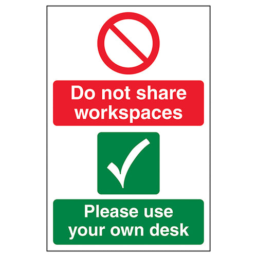 Do Not Share Workspaces/Use Own Desk