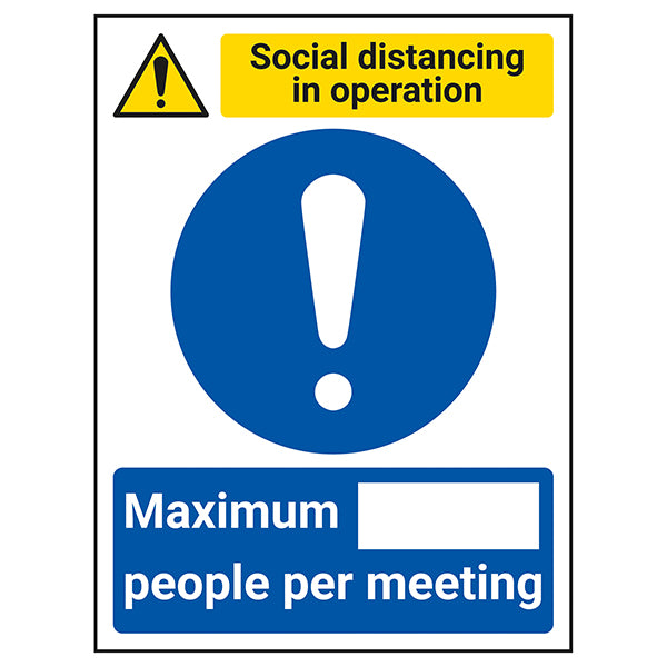 Social Distancing Safety Sign High Vis Office Capacity