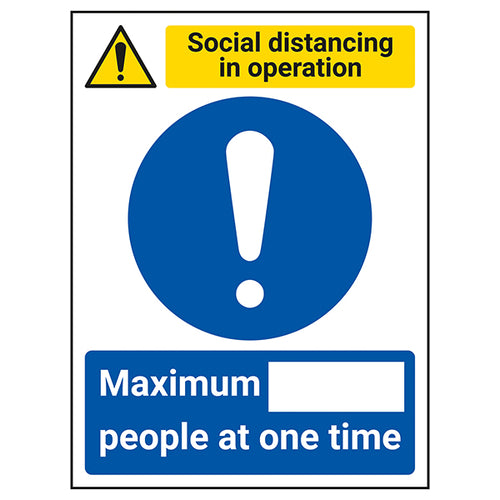 Social Distancing Safety Sign Max People Workplace Capacity