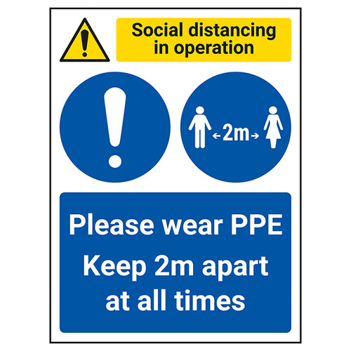 Social Distancing Safety Sign 2m Clear Workplace Reminder
