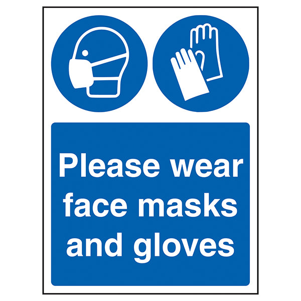 Face Masks And Gloves Safety Sign High Visibility Staff